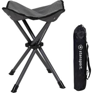 image:imageStansport Apex FoldUp Stool G140  BlackGrey Portable and Lightweight Stool for Camping Fishing Hiking Backpacking and More  300 lbs weight capacity