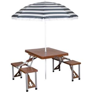 image:imageStansport Picnic Table and Umbrella Combo  BrownStandard Version