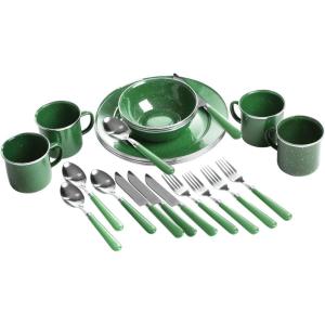 image:imageStansport Deluxe 24Piece Enamel Tableware Set  Enamel Plates and Bowls Lightweight and Durable Camp Dish Set for Camping and Backpacking Plates and Bowls for 4 PeopleGreen
