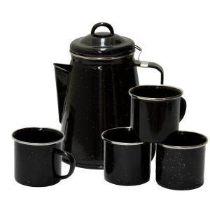 image:imageStansport Enamel Percolator Coffee Pot amp 4 Mug Set 11230BlueBlack