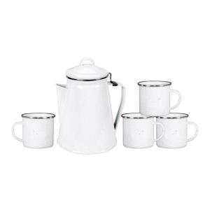 image:imageStansport Enamel Percolator Coffee Pot amp 4 Mug Set 11230BlueWhite