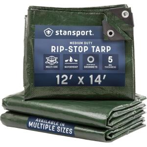 image:imageStansport MediumDuty RipStop Tarp 8 x 10  Dark Green T810  Medium Duty Waterproof for Outdoor Camping  5 Mil Thick Durable and Reliable Cover for All Your Camping Needs12 X 14Feet