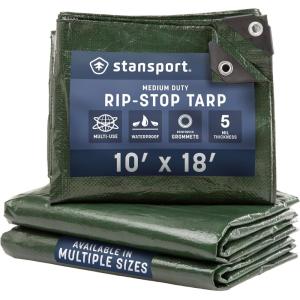 image:imageStansport MediumDuty RipStop Tarp 8 x 10  Dark Green T810  Medium Duty Waterproof for Outdoor Camping  5 Mil Thick Durable and Reliable Cover for All Your Camping Needs10 X 18Feet
