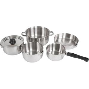 image:imageStansport Stainless Steel Camping Cookware Set  Durable Nesting Mess Kit for Backpacking Hiking amp Outdoor Cooking  Compact Portable Pot amp Pan with Carry Bag  Multiple Sizes for Family to Solo Use7 Piece