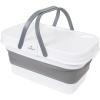 image:imageStansport Silicon Folding Basket with Table Top Lid  Portable Washing Basin Bucket Tub  Camping Travel  Storage Container Compact Laundry Dishes White Large